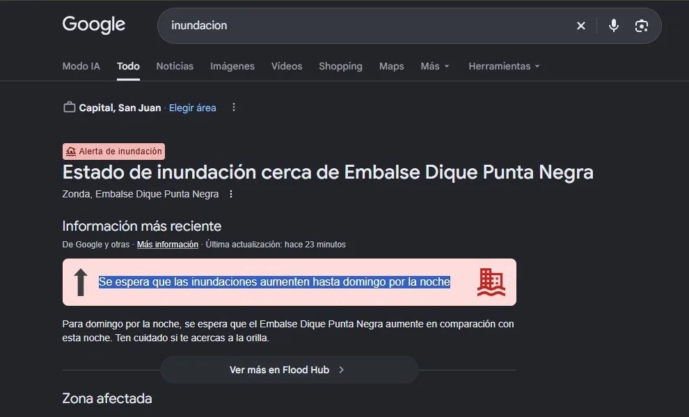 Aclaración de Hidráulica sobre una falsa alerta de inundación en el dique Punta Negra