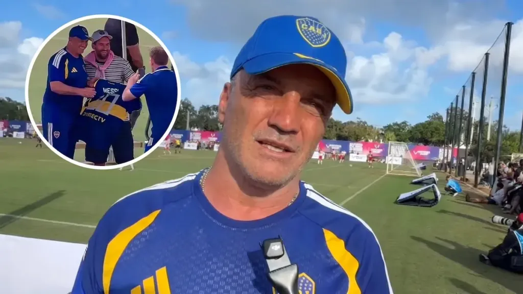 Messi recibió la camiseta de Boca en Miami y eligió la tradicional